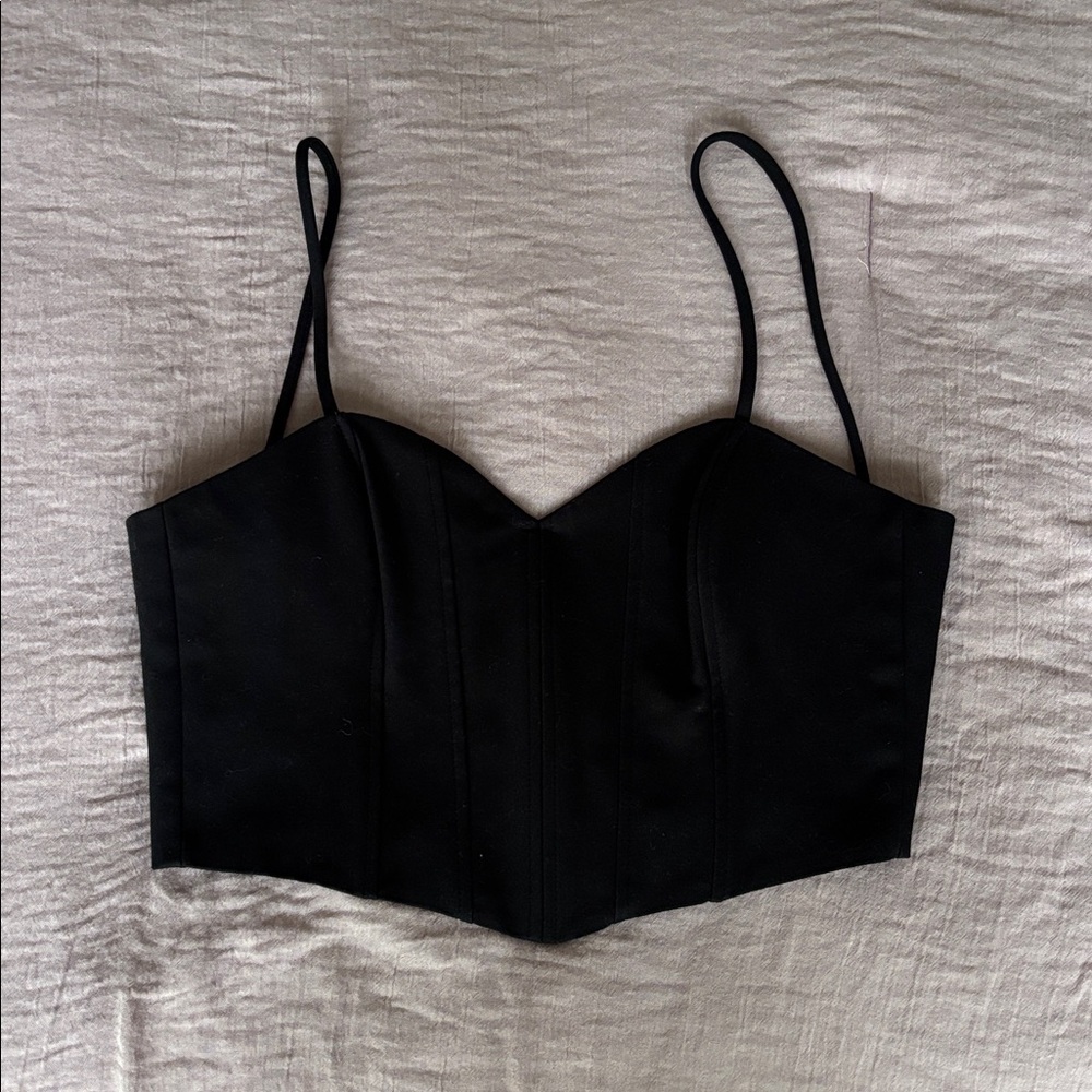 Zara Black Corset Top with Hook Closures